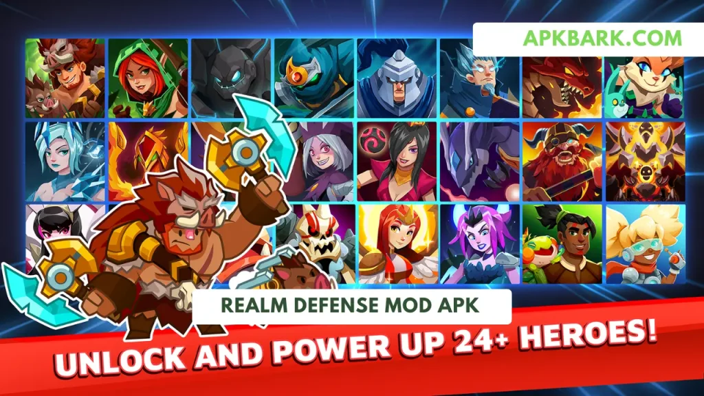 realm defense mod apk all heroes unlocked